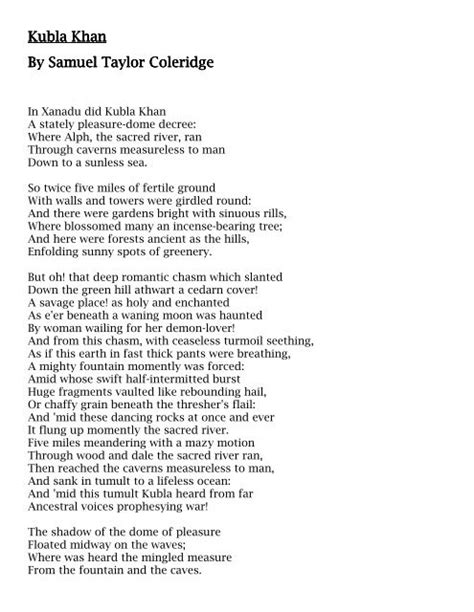 Decode Taylor Coleridge's 'Kubla Khan' Mystery