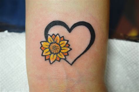 Tiny Tattoo Sunflower Heart Wrist Tattoo Tattoos For Daughters