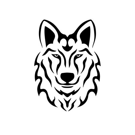 Tribal Wolf Head Logo Tattoo Design Animal Stencil Vector