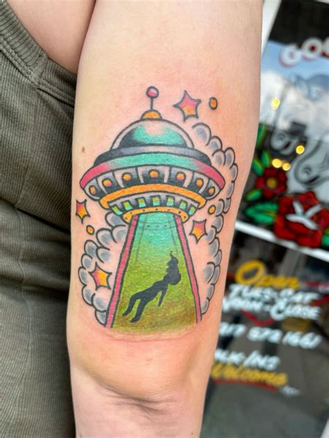 Ufo Tattoo By Savannah Darnell Mousebugz At Good Heart Tattoos Ufo Tattoo By Savannah Darnell Mousebugz At Good Heart Tattoos
