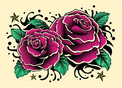 Vintage Traditional Rose Flower Flash Tattoo 36107124 Vector Art At