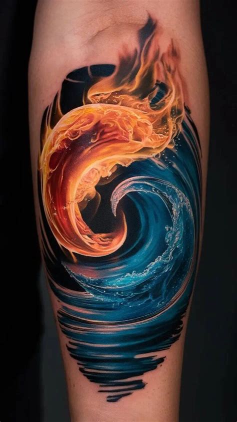 Water Fire Tattoos The Ink City Illustration Design Of