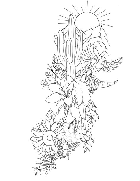 Western Tattoo Floral Sleeve Outline Artofit