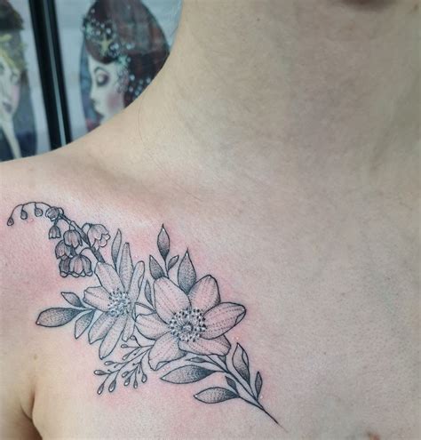 Windflower And Lily Of The Valley Collarbone Tattoo Piercing Tattoo
