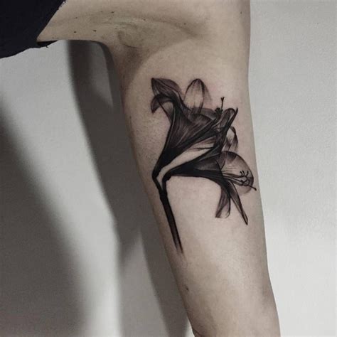 X Ray Flower Tattoo On The Left Inner Arm