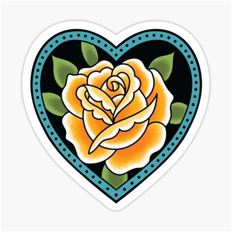 Yellow Rose Traditional Tattoo Sticker Yellow Rose Traditional Tattoo Sticker